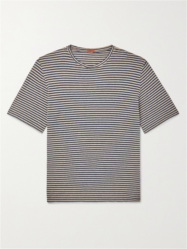 Photo: BARENA - Striped Linen T-Shirt - Blue