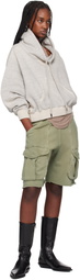 R13 Gray Funnel Neck Cropped Hoodie