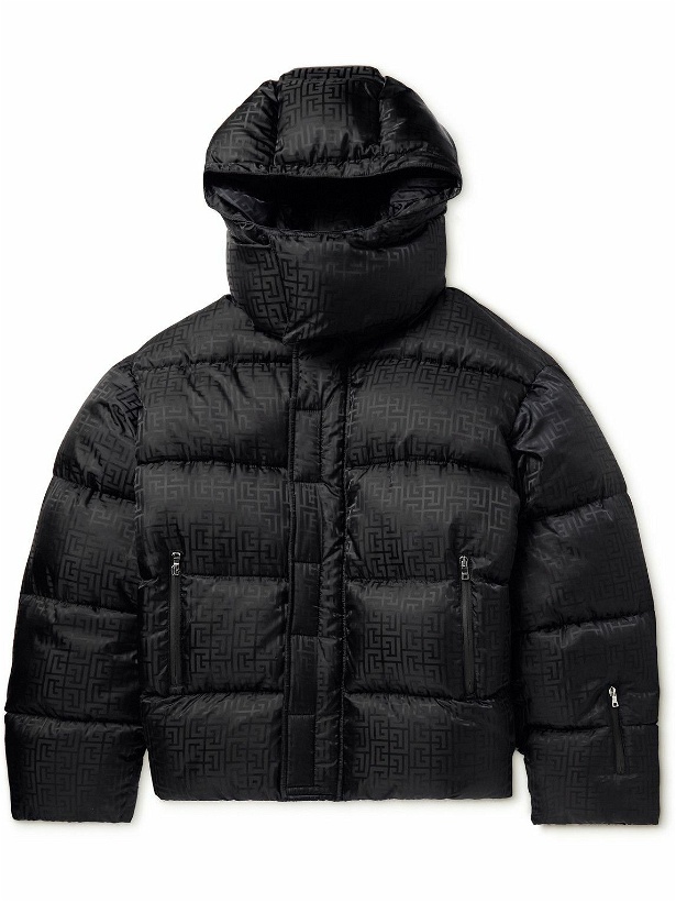 Photo: Balmain - Monogram Padded Quilted Shell Hooded Jacket - Black
