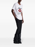 Balmain & Lips Embroid T-Shirt - Reg Fit in White