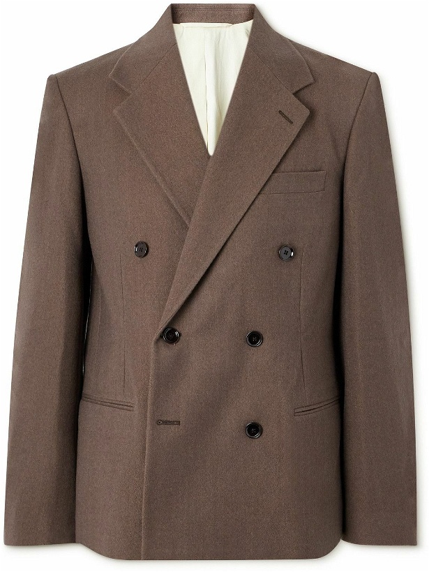 Photo: Lemaire - Double-breasted Wool and Cotton-Blend Blazer - Brown