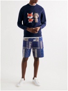Maison Kitsuné - LINE FRIENDS Slim-Fit Logo-Print Cotton-Jersey Sweatshirt - Blue