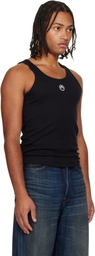Marine Serre Black Moon Logo Ribbed Jersey Tank Top