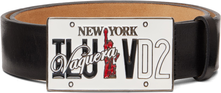 Photo: Dsquared2 Black Vaquera Edition Plaque Belt