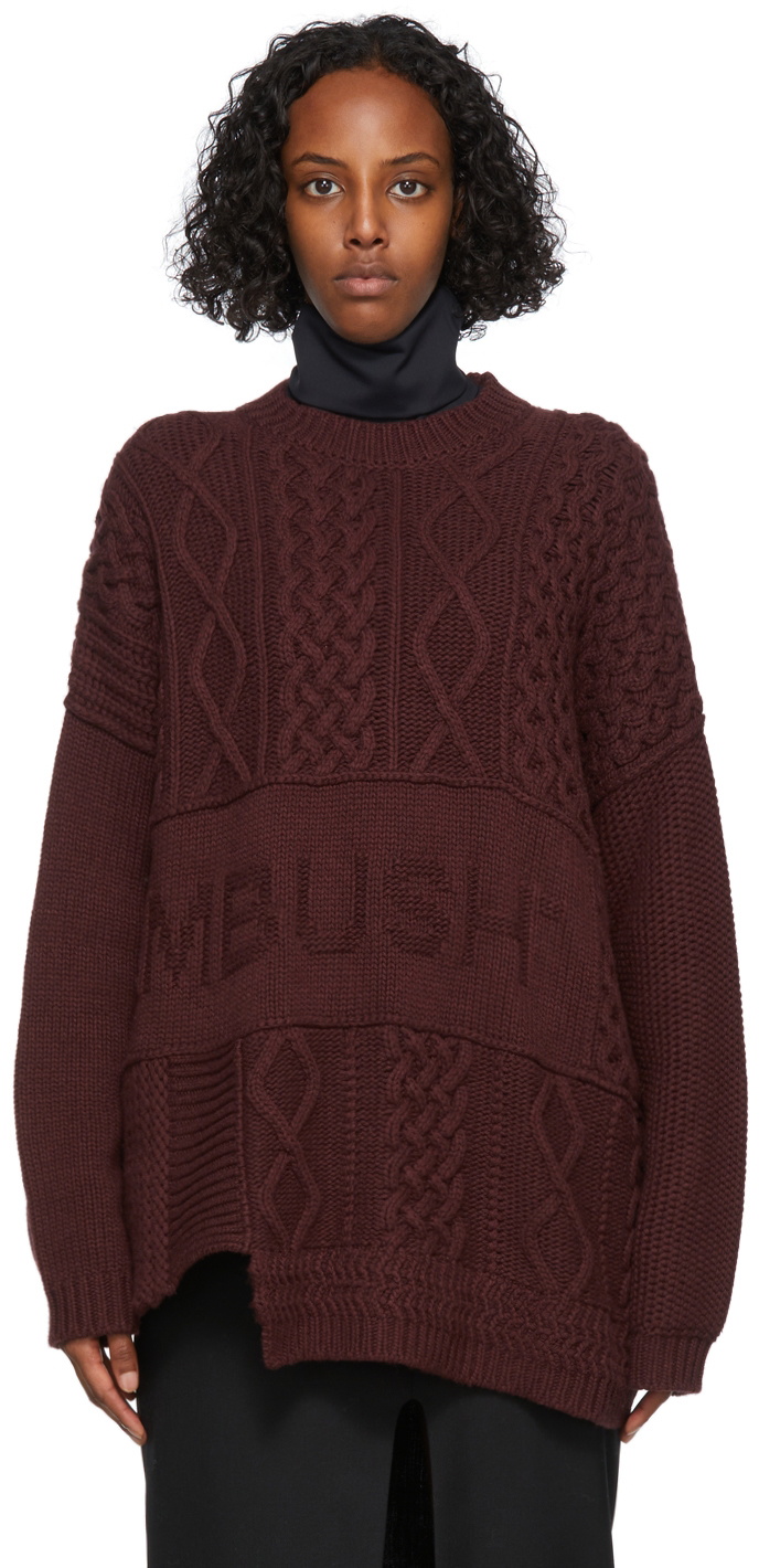 AMBUSH Burgundy Patchwork Crewneck Sweater Ambush