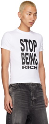 VETEMENTS White 'Stop Being Rich' T-Shirt