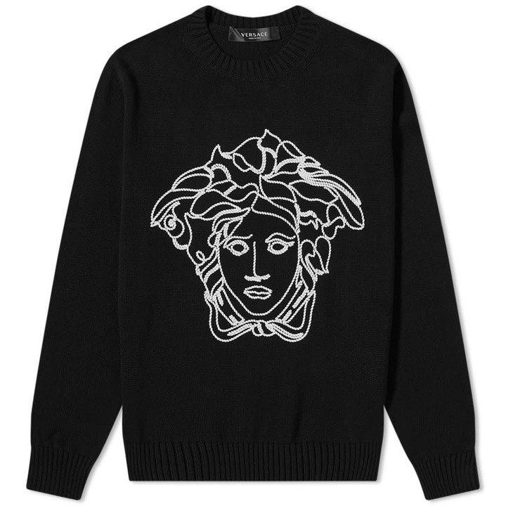 Photo: Versace Logo Intarsia Crew Knit