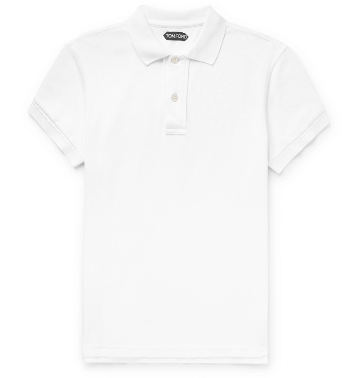 Photo: TOM FORD - Slim-Fit Cotton-Piqué Polo Shirt - Men - White