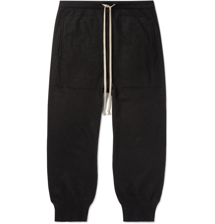 Photo: Rick Owens - Slim-Fit Tapered Cropped Boiled Cashmere Sweatpants - Black