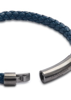 Tateossian Charles Woven Leather Bracelet Blue