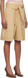 JW Anderson Beige Folded Front Pleat Shorts