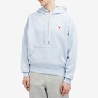 AMI Paris Men's Small A Heart Popover Hoodie in Heather Cashmere Blue