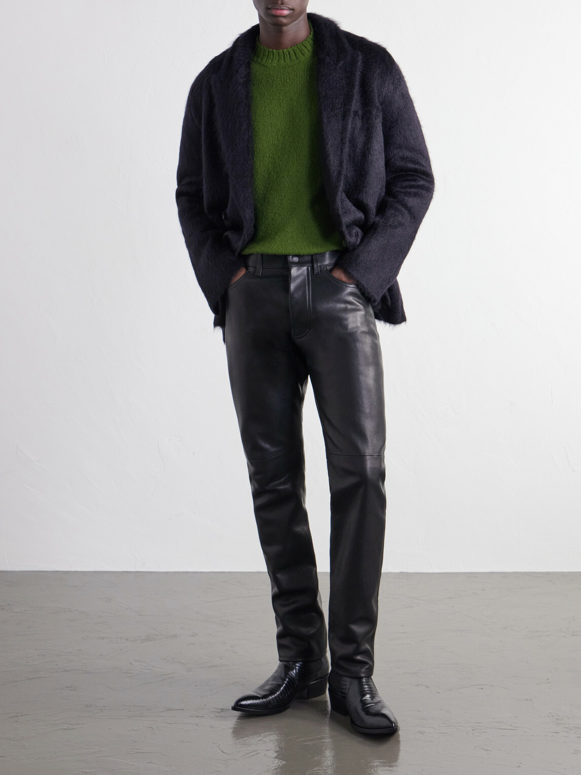 TOM FORD - Double-Breasted Brushed Cashmere, Mohair and Silk-Blend Knitted Blazer - Black