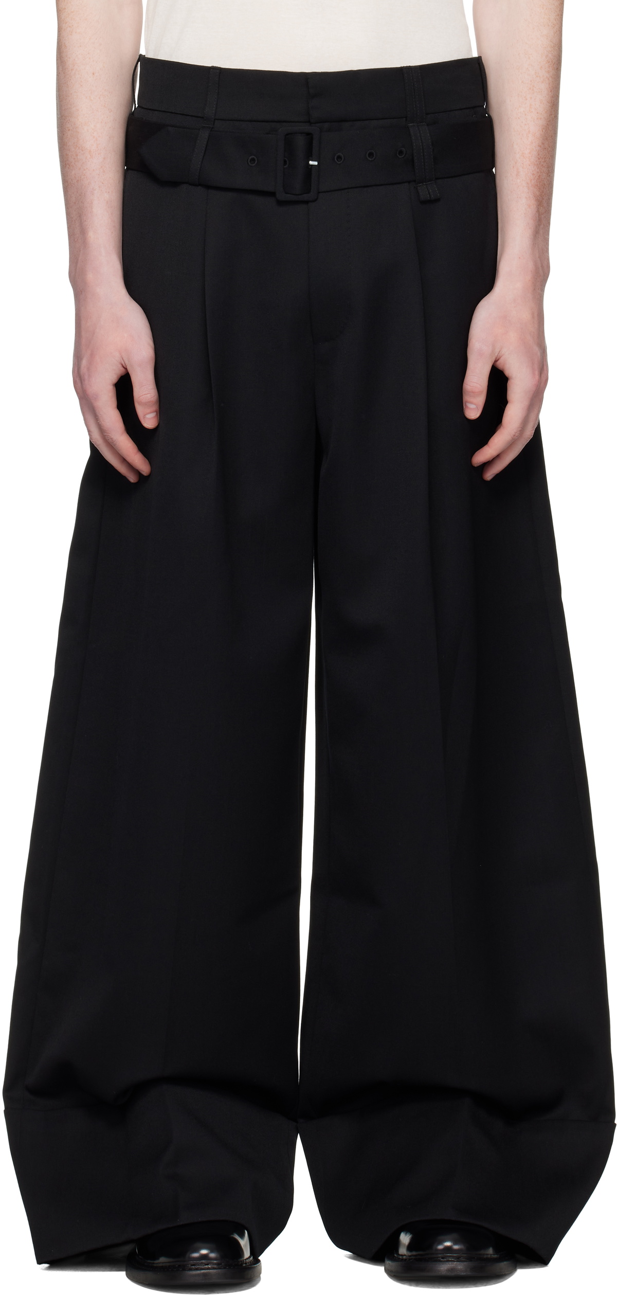 Simone Rocha Black Wide Leg Multi Belt Loop Trousers