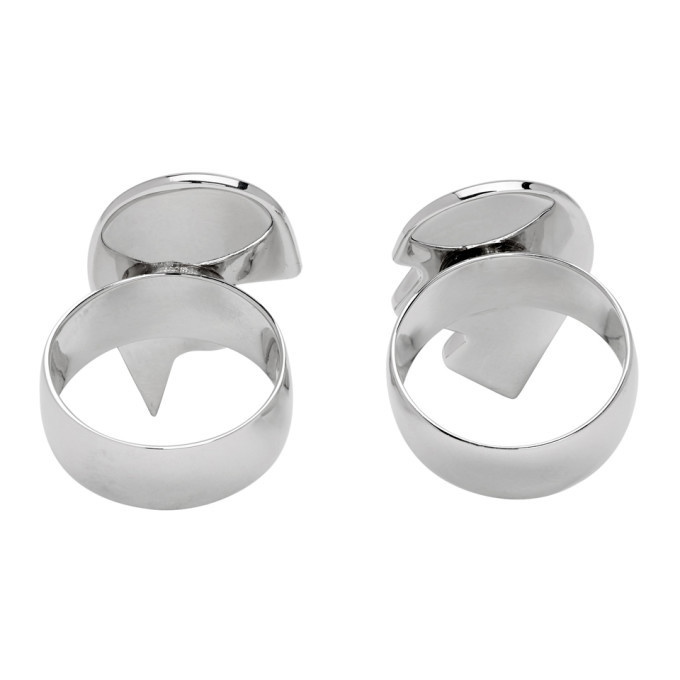 MM6 Maison Margiela Silver Broken Heart Ring Set