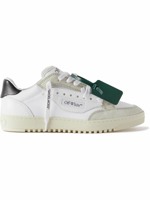 Photo: Off-White - 5.0 Canvas, Suede and Leather Sneakers - White