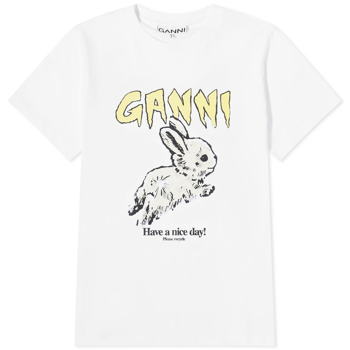 GANNI Women's Bunny relaxed t-shirt in Bright White GANNI