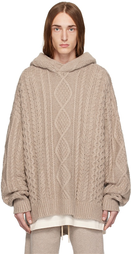 Photo: Fear of God ESSENTIALS Beige Cable Hoodie