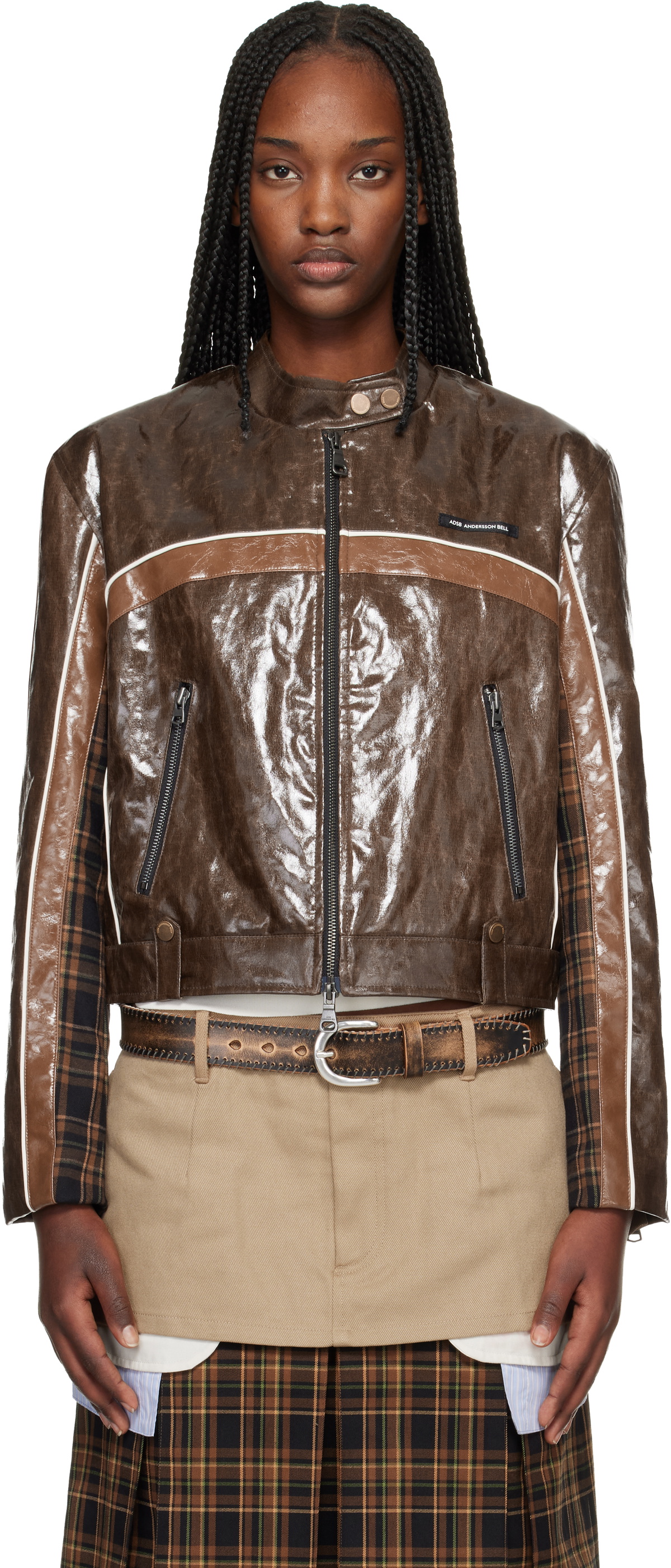Andersson Bell Brown Circuit Track Faux-Leather Jacket
