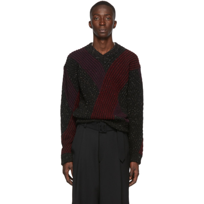 Photo: Lemaire Multicolor Jacquard V-Neck Sweater