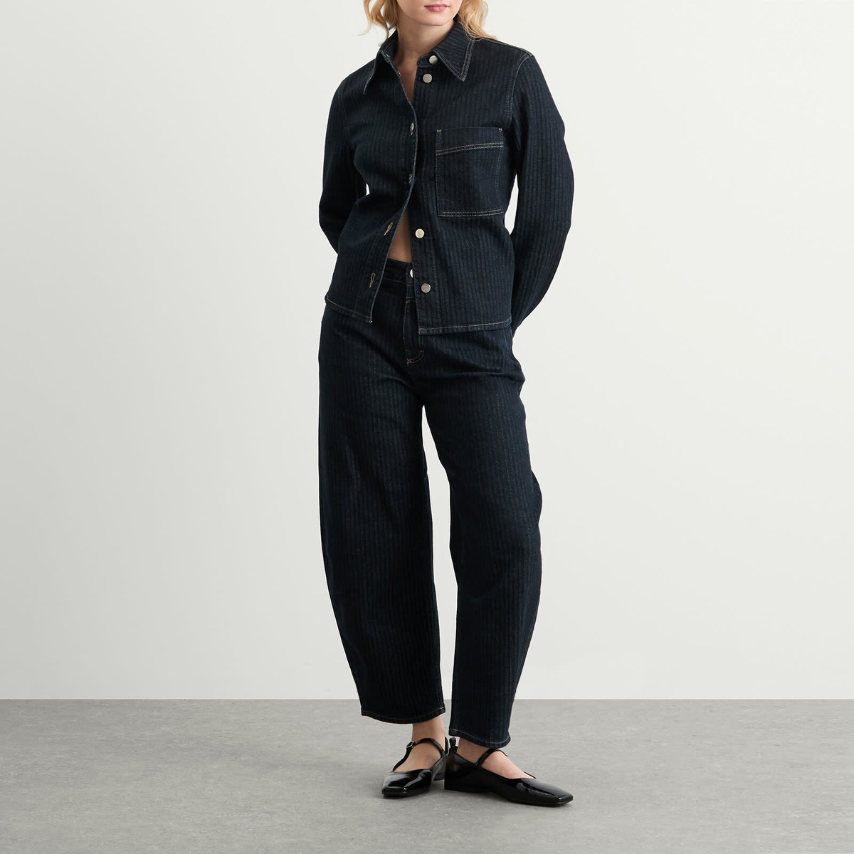 Closed Women's Striped Denim Jacket in Dark Blue