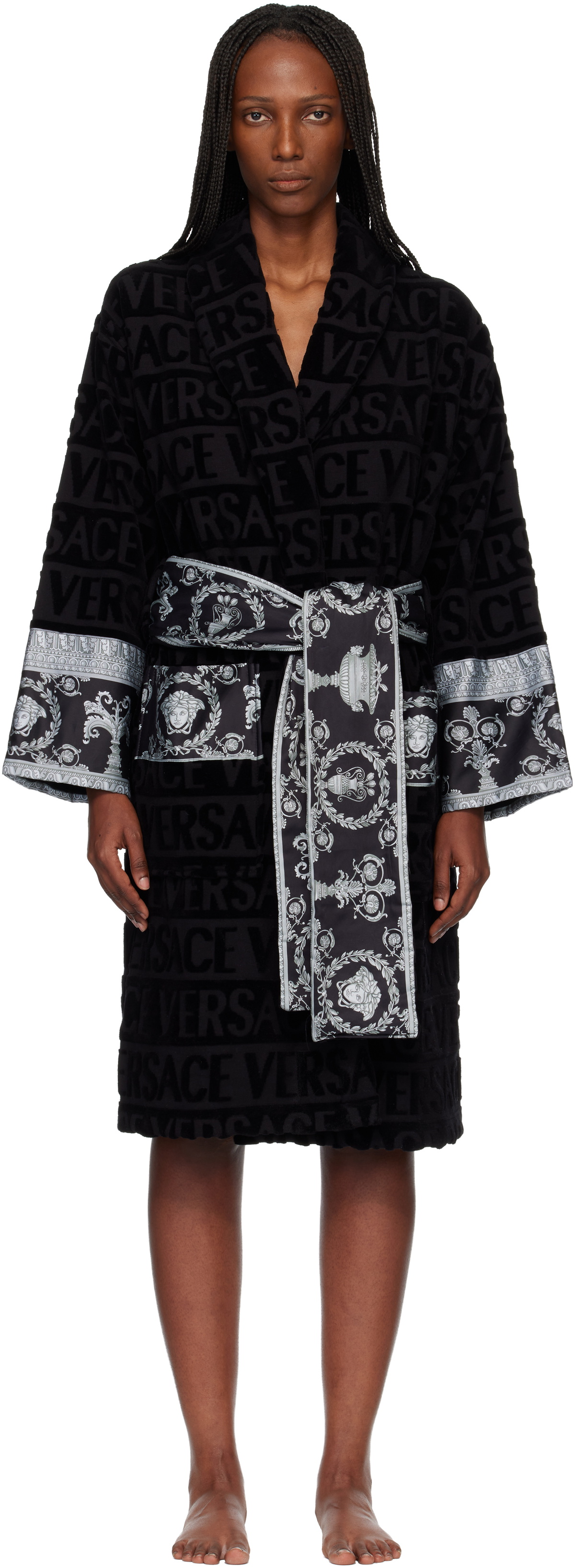 Versace Black 'I Heart Baroque' Bathrobe