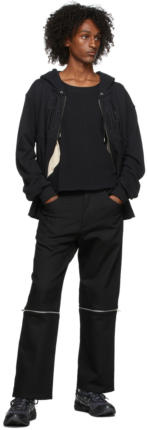 Phlemuns SSENSE Exclusive Black Cropped Zip Hoodie