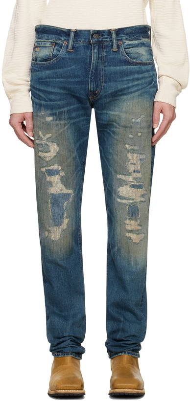 Photo: RRL Blue High Slim Brannon Repaired Jeans