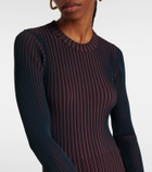 Tod's Striped ribbed-knit pleated midi dress