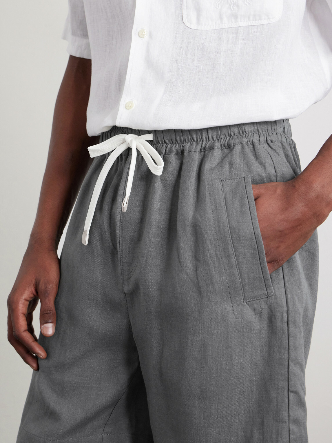 Eleventy - Straight-Leg Linen Shorts - Gray