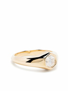 Lizzie Mandler Fine Jewelry 18K Yellow Gold Knife Edge Diamond Signet Ring