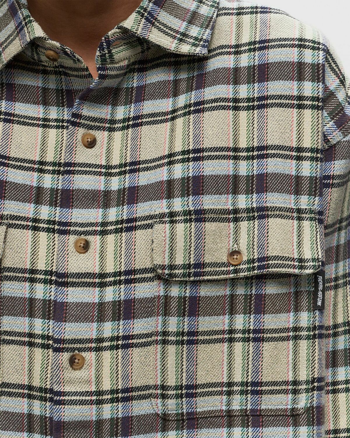 Fucking Awesome Rusty Plaid Flannel Grey/Beige Longsleeves