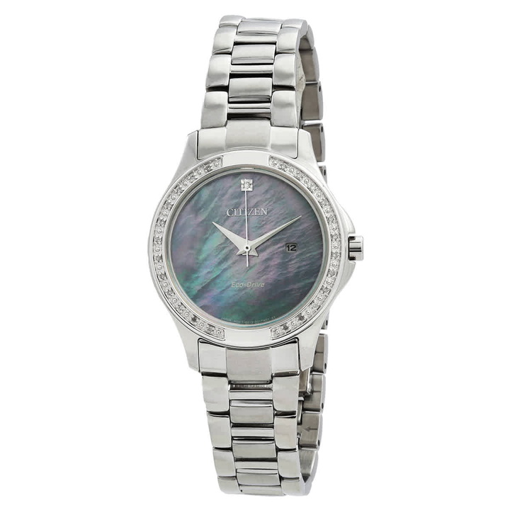 Photo: Citizen Classic Eco-Drive Crystal Mother of Pearl Dial Ladies Watch EW2640-54Y