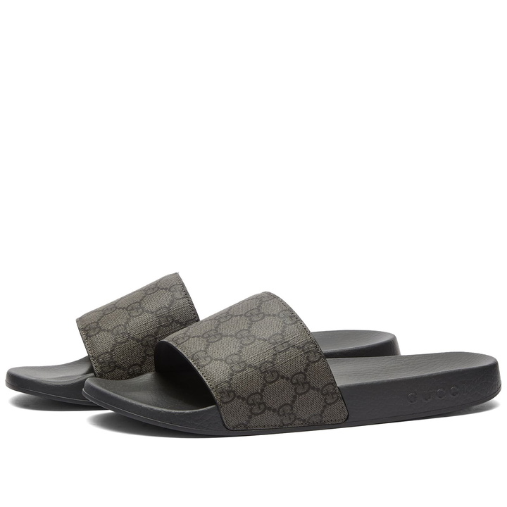 Photo: Gucci Men's Pursuit GG Supreme Slide in Grey