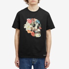 Alexander McQueen Men's Floral Skull T-Shirt in Black