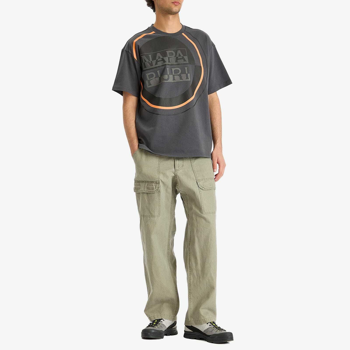 Napapijri Men's Premium Macro Dimension Print T-Shirt in Dark Grey Solid