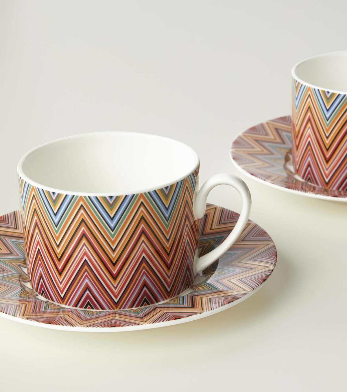 Missoni Zig Zag Jarris set of 2 teacups and saucers