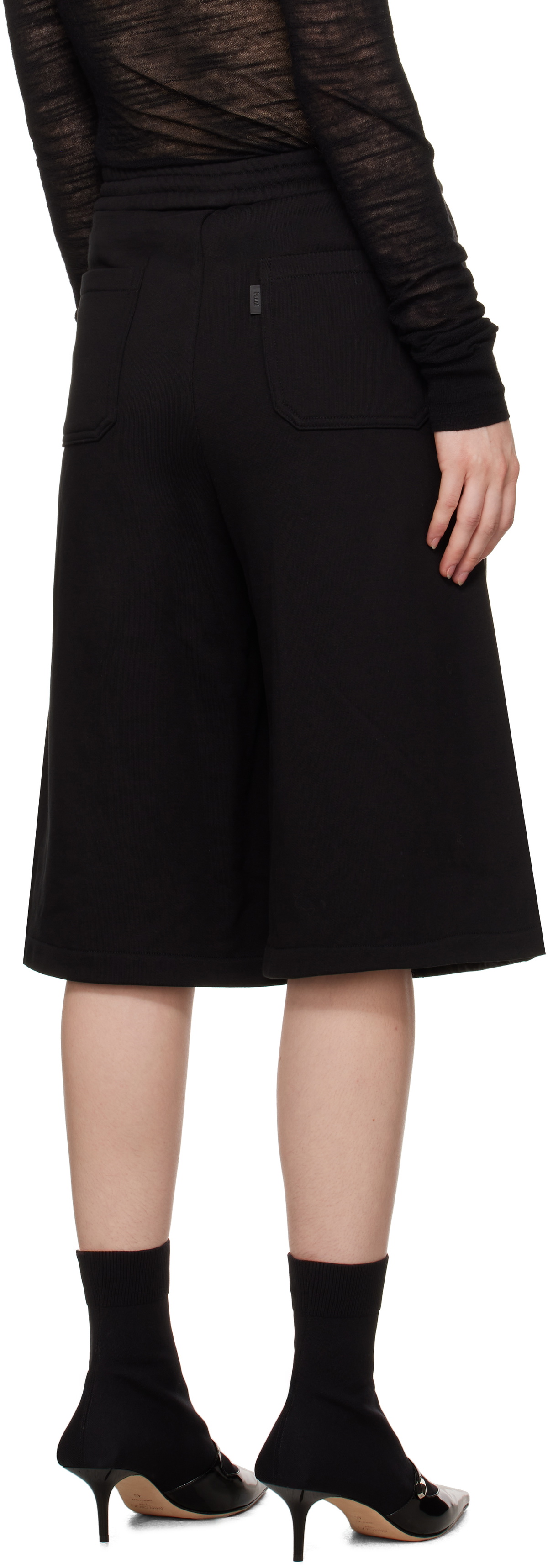 Juun.J Black Patched Jersey Denim Shorts
