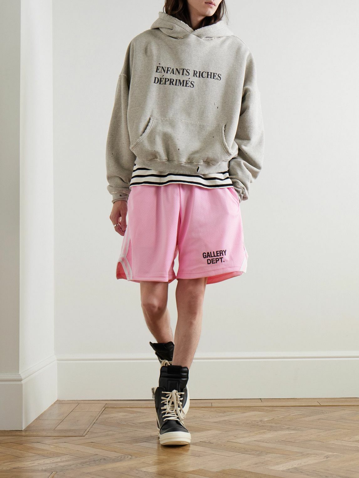 ウェア GALLERY DEPT. VENICE COURT SHORTS Gallery Dept. - Venice Court Wide-Leg Logo-Print Webbing