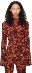 Jade Cropper Brown & Orange Asymmetric Blouse