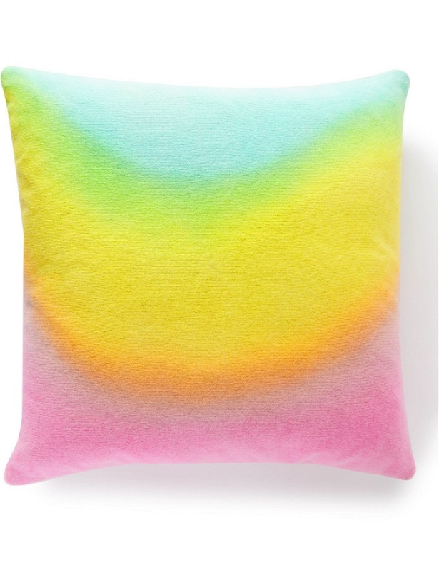 Photo: The Elder Statesman - Rainbow Spray Tie-Dyed Cashmere Throw Pillow