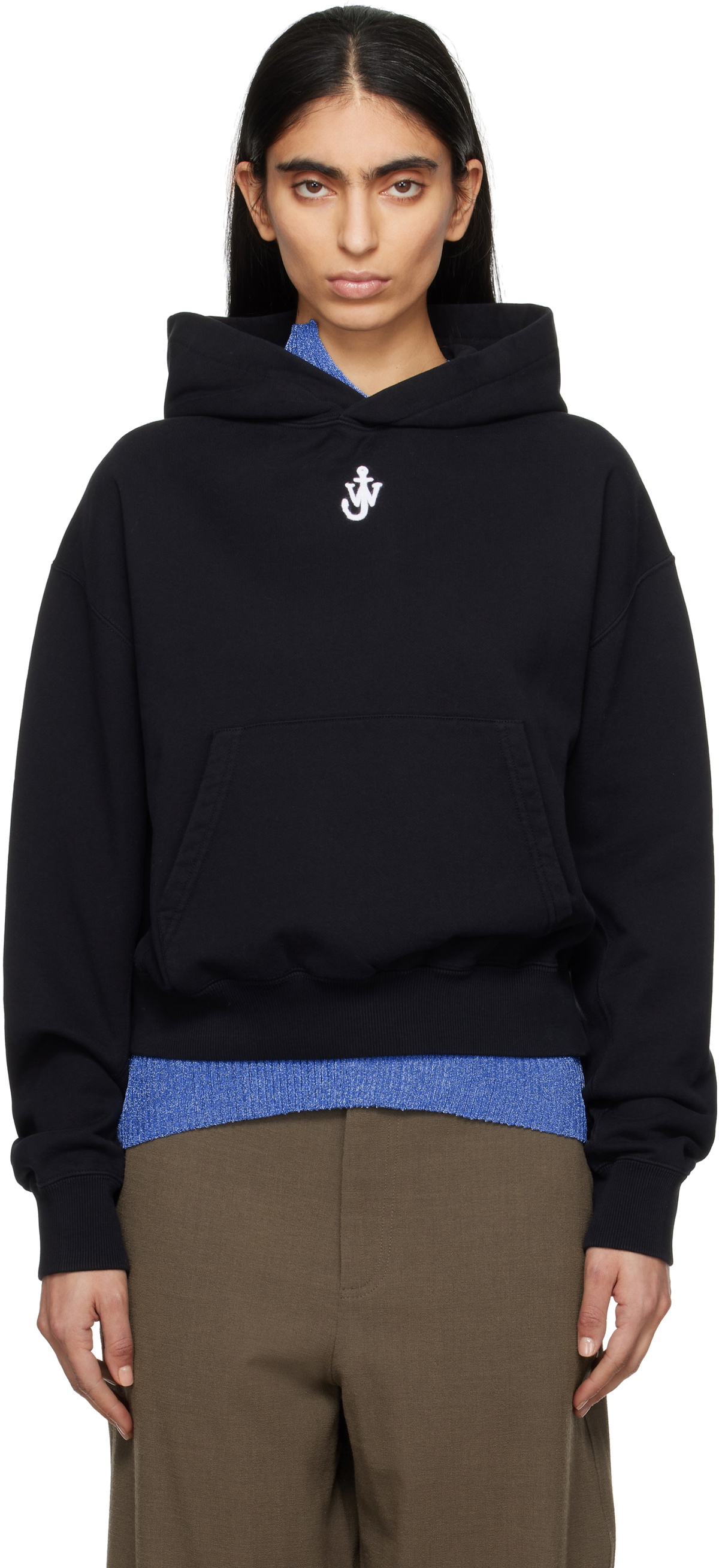 JW Anderson Navy Chunky Knit Logo Hoodie JW Anderson JW Anderson Navy Chunky Knit Logo Hoodie JW Anderson