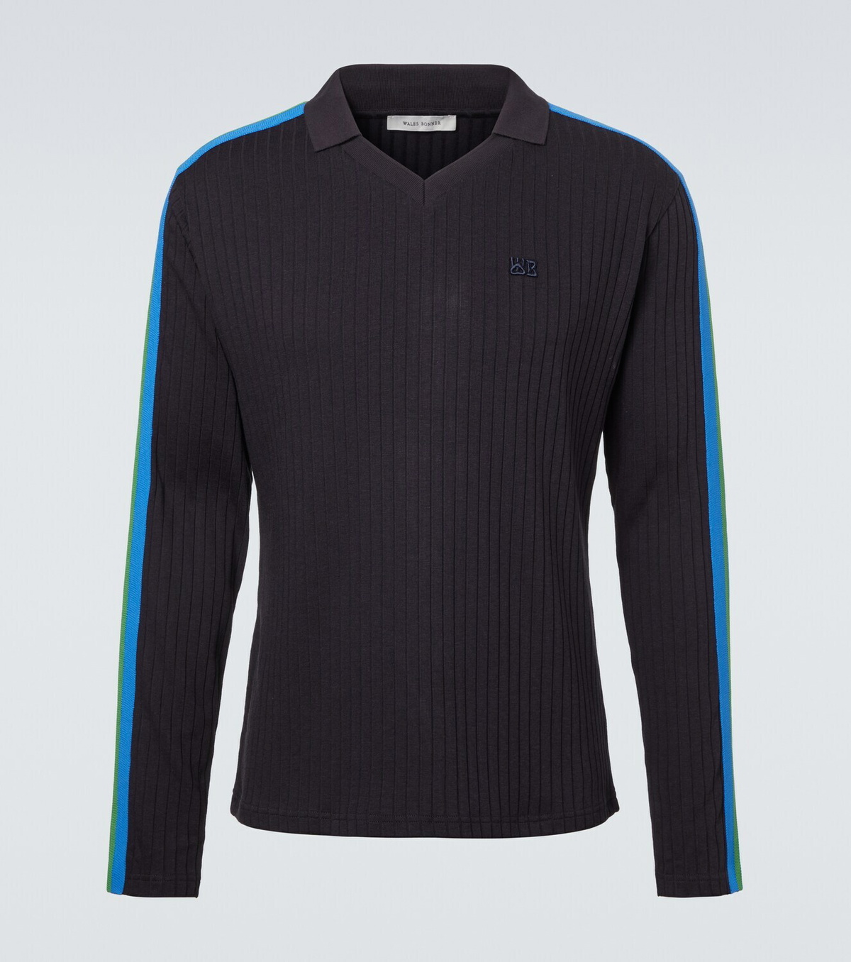 Wales Bonner Ribbed-knit polo sweater