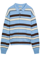 JW Anderson Striped Knit Polo Shirt Blue