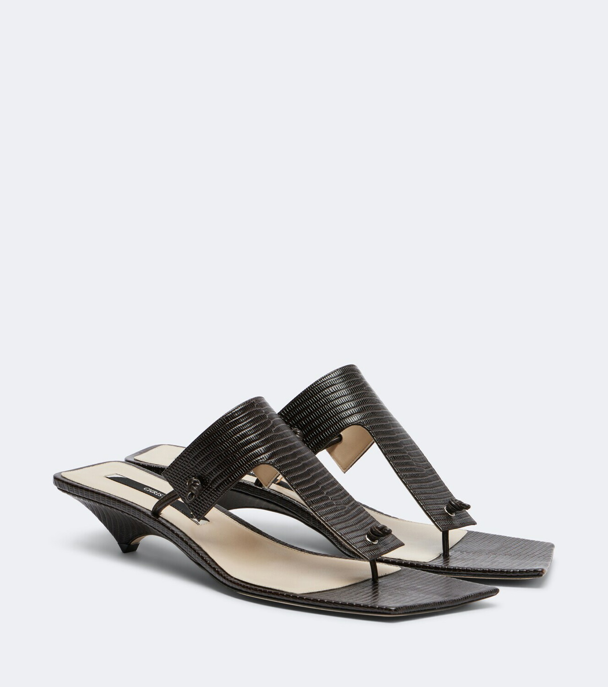 Christen Edge snake-effect leather mules