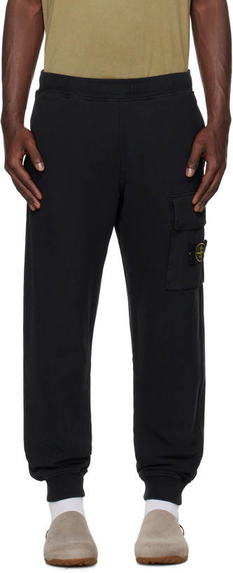 Photo: Stone Island Black 6200003 Brushed Organic Fleece Sweatpants