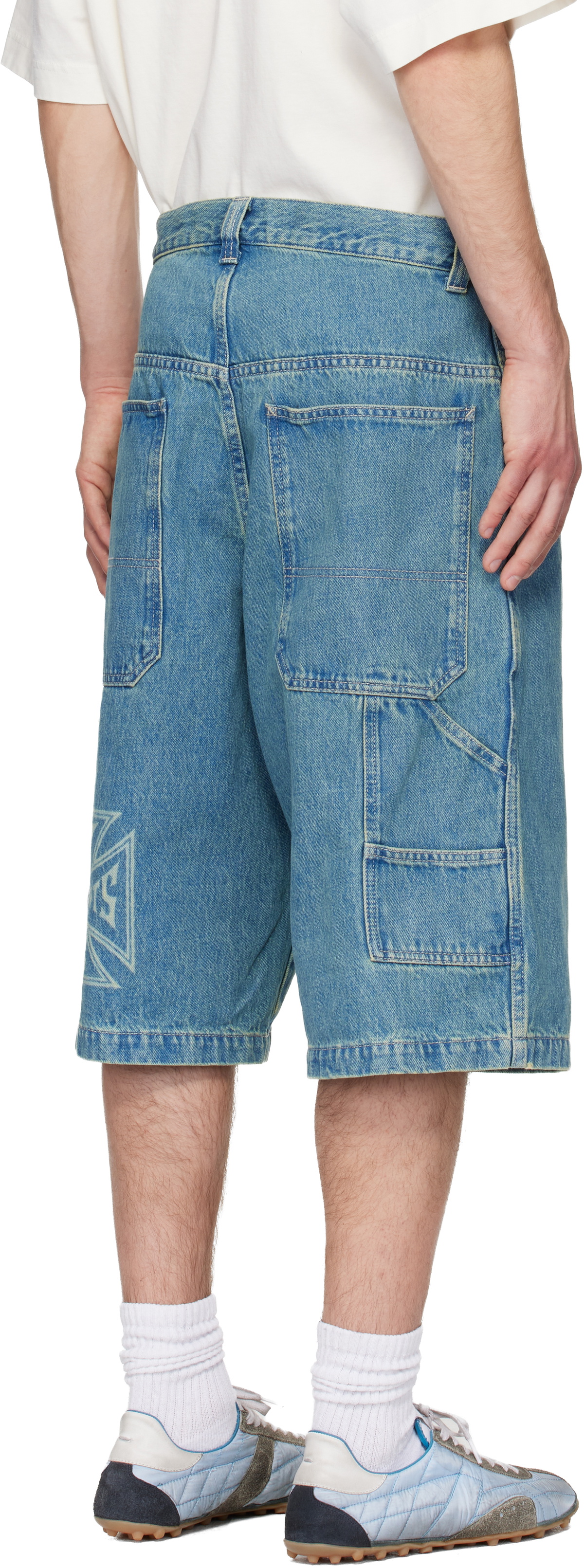 VETEMENTS Blue Biker Cross Hip-Hop Denim Shorts