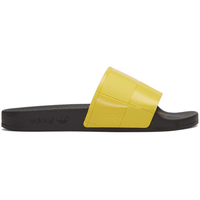 Photo: Raf Simons Yellow adidas Edition Checkerboard Adilette Slides