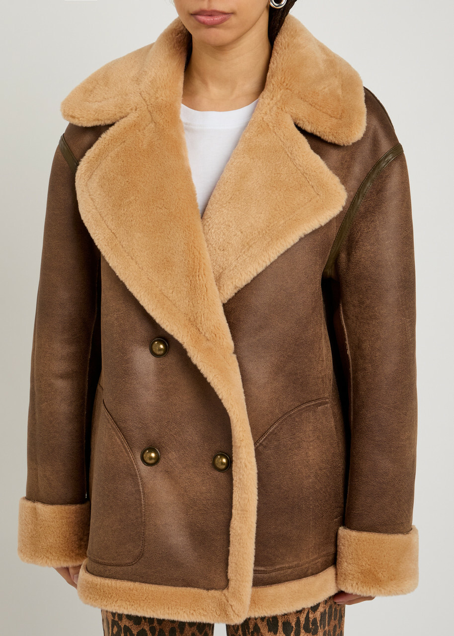 Free People Mari Reversible Faux fur Coat Tan