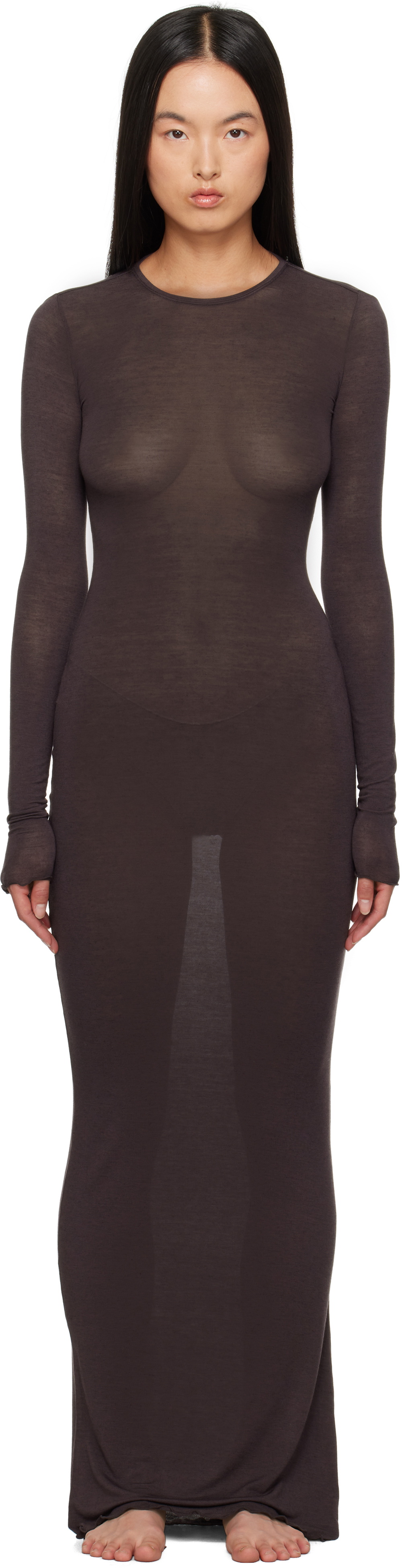 SKIMS SSENSE Exclusive Purple Sheer Modal Long Sleeve Maxi Dress SKIMS